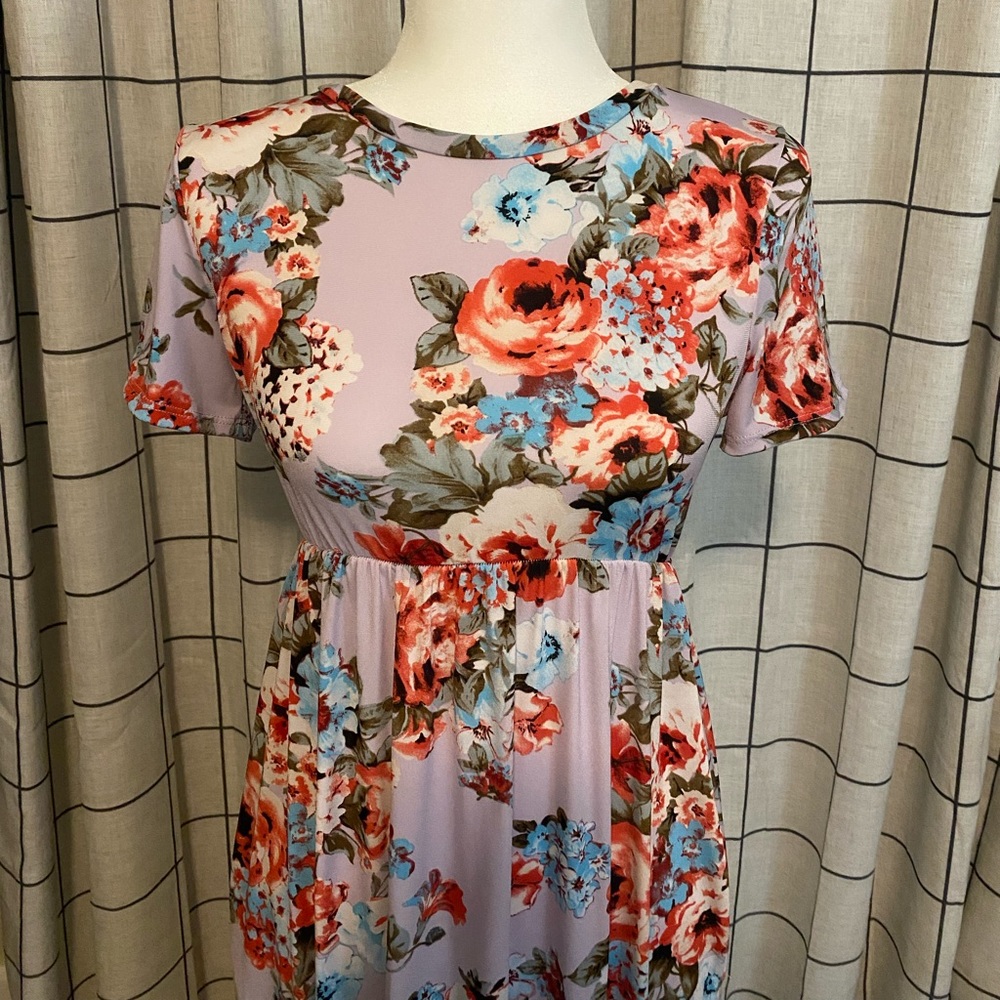 *Pink Blush* Lavender floral maternity maxi dress